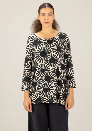 Mönstrad topp "Taiyoko" i lyocell/elastan - svart