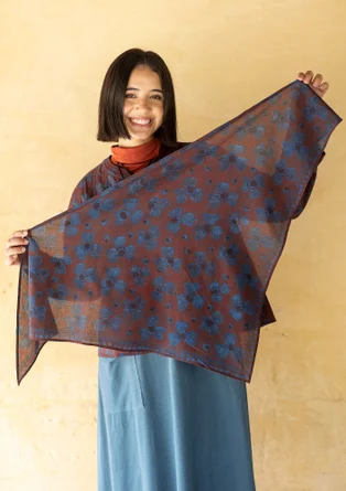 Blommig scarf "Bloom" i ekologisk bomull - purpur