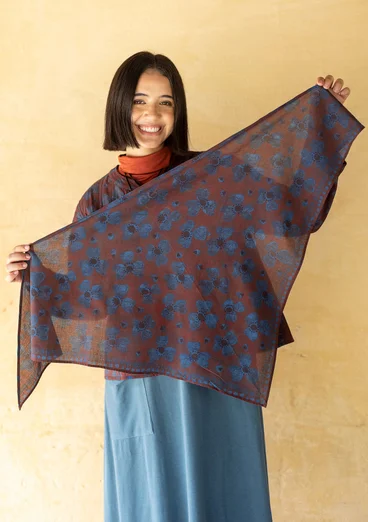 Blommig scarf "Bloom" i ekologisk bomull - purpur