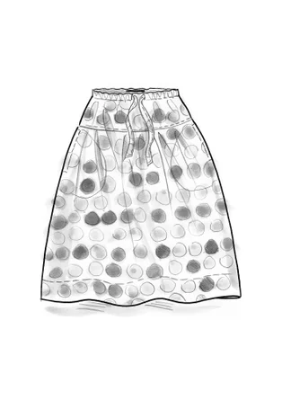 Vävd kjol "Paris" i ekologisk bomull/siden - flamingo/mönstrad