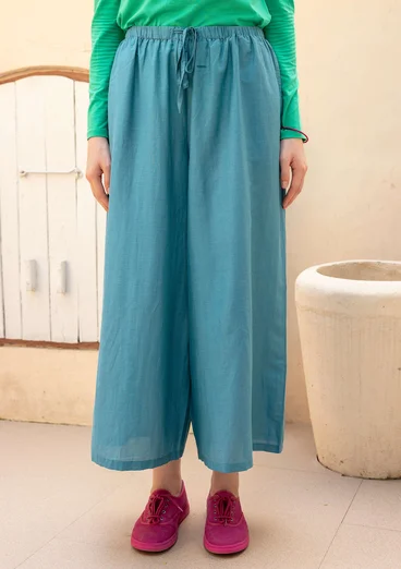 Vävd byxa "Paris" i ekologisk bomull/siden - turkos