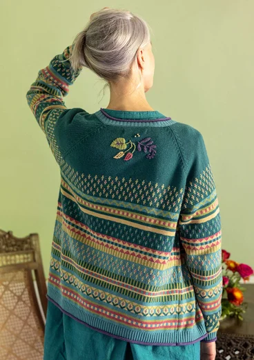 Kofta "Louise" i ullmix - påfågelgrön