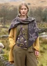 Stickad blommig sjal "Hildur" i ull (mörk askgrå/melange En storlek)