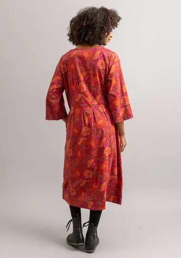 Vävd klänning "Cleo" i ekologisk bomull - agatröd