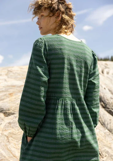 Vävd klänning "Wavy" i ekologisk bomull - teal