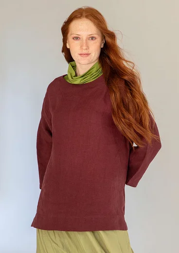 Blus "Azores" i lin - aubergine