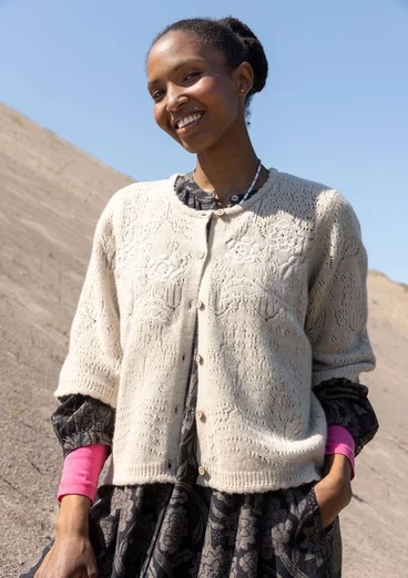 Kofta "Shadow" i lammullsmix - ljus sand