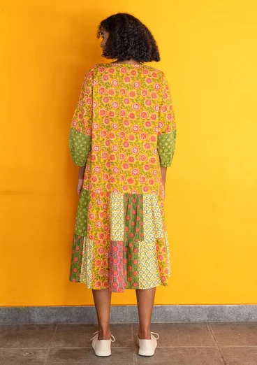 Vävd klänning "Sona" i ekologisk bomull - mango
