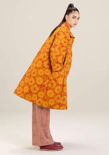 Blommig kappa "Cress" i ekologisk bomull - henna