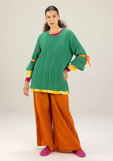 Enfärgad tröja "Midori" i ekologisk bomull - mörk smaragd