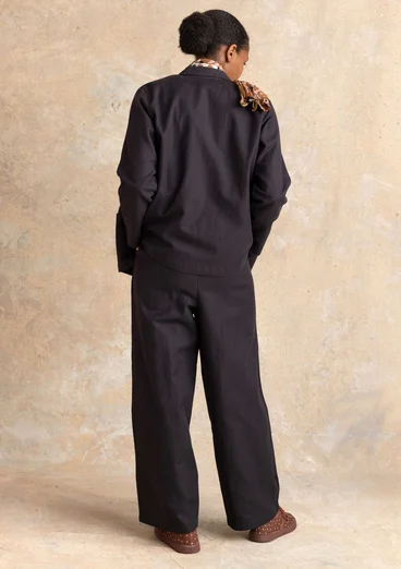 Vävd byxa ”Esme” i bomull/lin - svart