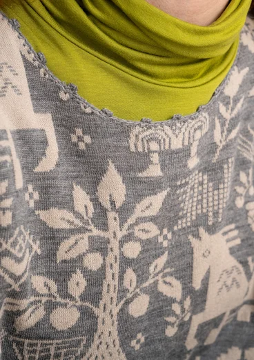 Stickad jumper "Kivik" i ull/ekologisk och återvunnen bomull - askgrå