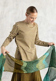 Basrandstop i ekologisk bomull - mörk oliv/mörk natur