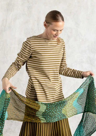 Basrandstop i ekologisk bomull - mörk oliv/mörk natur