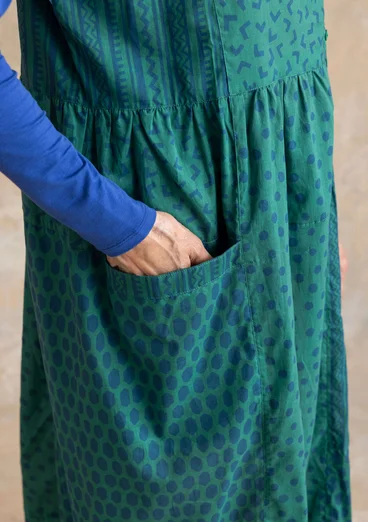 Vävd klänning "Sally" i ekologisk bomull - mörk smaragd