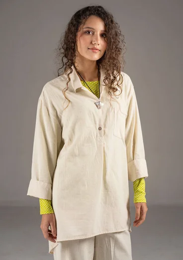 Vävd skjorta i ekologisk bomull/lin - ofärgad