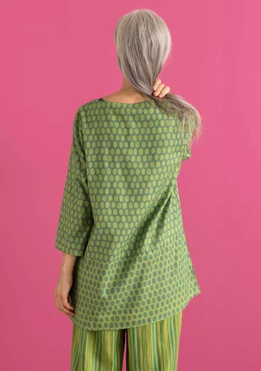 Vävd tunika ”Vendela” i ekologisk bomull - rosmarin/mönstrad