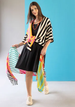 Randig omlottkofta "Fernanda" i ekologisk bomull - svart