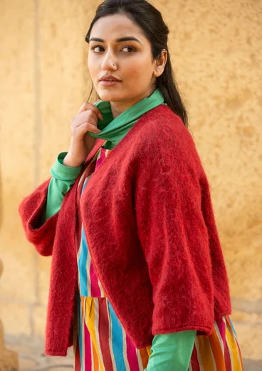 Kofta "Sora" i alpackamix - papegojröd/melange