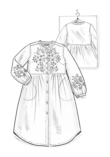 Vävd klänning "Marianne" i ekologisk bomull/lin - koppar