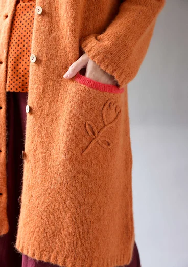 Långkofta "Tulipe" i alpackamix - bränd orange