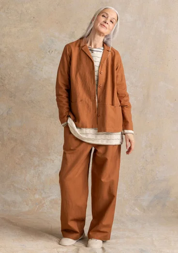 Vävd byxa ”Esme” i bomull/lin - ekollon