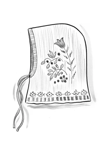 Stickad balaklava "Tulipan" i lammullsmix/ekologisk bomull - svart
