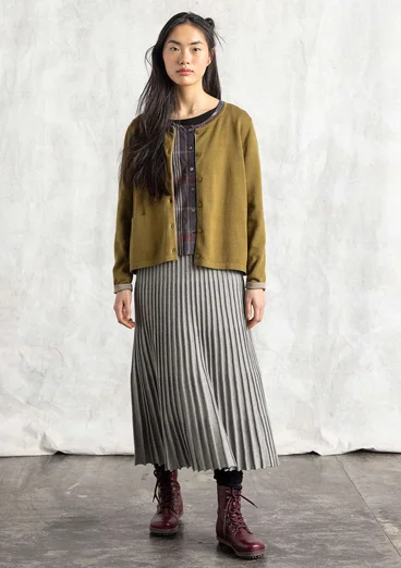 Stickad kjol i ekologisk/återvunnen bomull - gråmelange/enfärgad