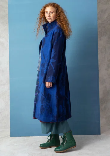 Vävd kappa "Marabel" i ull/polyester - mörk indigo