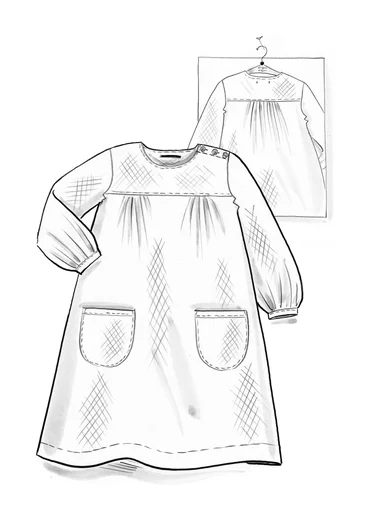 Vävd klänning "Benedita" i ekologisk bomull - porslinsblå