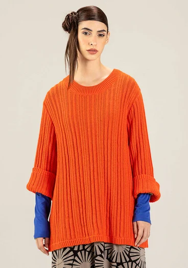 Enfärgad tröja "Midori" i ekologisk bomull - brandlilja