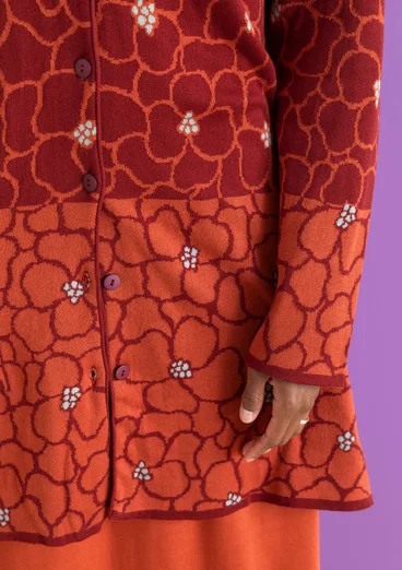 Långkofta ”Theia” i ekologisk/återvunnen bomull - krappröd