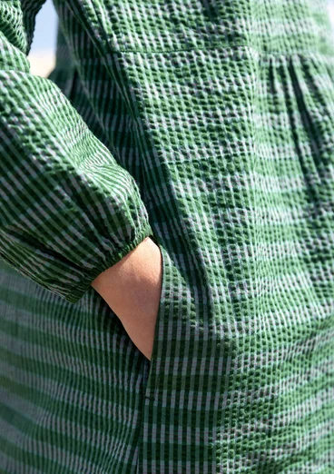 Vävd klänning "Wavy" i ekologisk bomull - teal