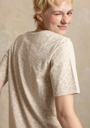 Trikåtop ”Theia” i ekologisk bomull/elastan - natur/mönstrad