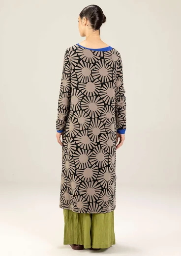 Mönstrad trikåklänning "Taiyoko" i lyocell/elastan - ljus potatis