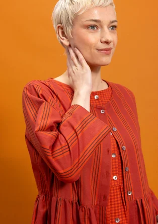 Vävd klänning "Sofia" i ekologisk bomull - krappröd