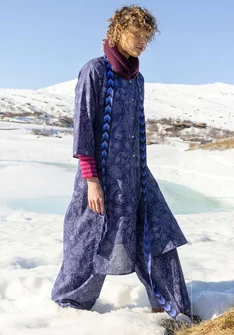 Vävd klänning "Denali" i ekologisk bomull - midnattsblå