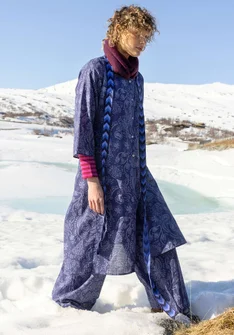 Vävd klänning "Denali" i ekologisk bomull - midnattsblå