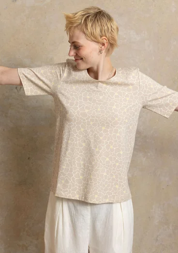 Trikåtop ”Theia” i ekologisk bomull/elastan - natur/mönstrad
