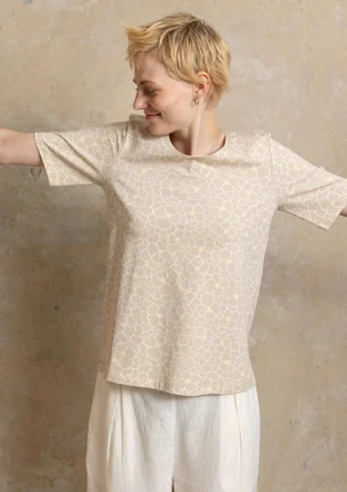 Trikåtop ”Theia” i ekologisk bomull/elastan - natur/mönstrad