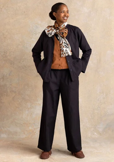 Vävd jacka ”Esme” i bomull/lin - svart