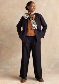 Vävd jacka ”Esme” i bomull/lin - svart