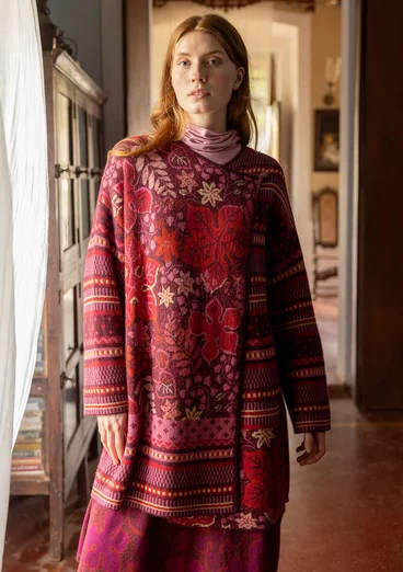 Omlottkofta "Augusta" i ullmix - aubergine