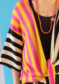 Randig omlottkofta "Fernanda" i ekologisk bomull - svart