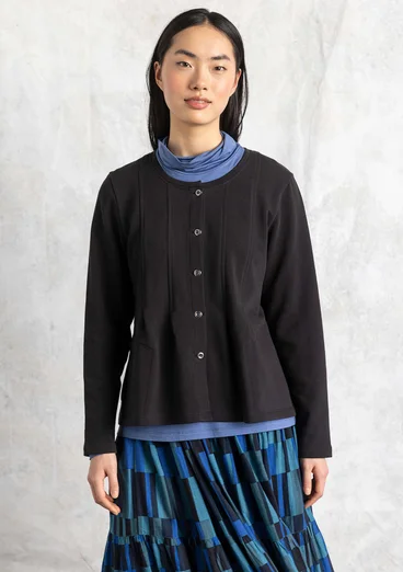 Trikåkofta i ekologisk bomull - svart