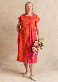 Vävd klänning "Sally" i ekologisk bomull - grapefrukt