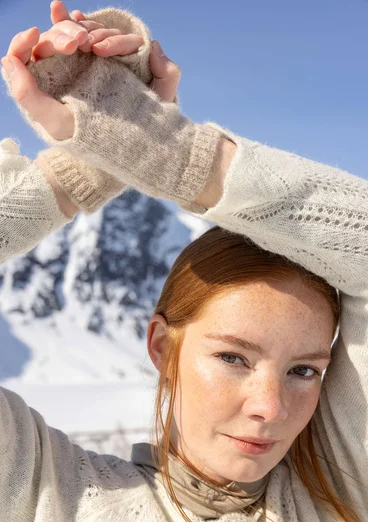 Torgvante "Forgetmenot" i alpackamix - kalksten/melange