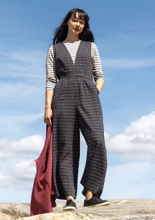 Vävd byxdress "Wavy" i ekologisk bomull - svart