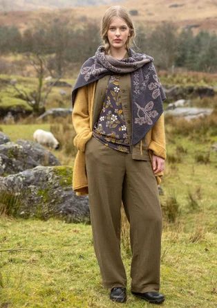 Enfärgade byxor "Frigg" i ekologisk bomull - gran