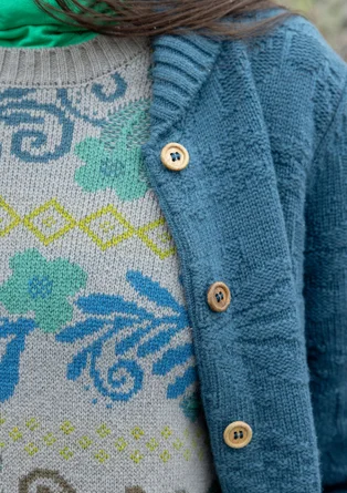 Långkofta "Nova Scotia" i lammull - indigogrön